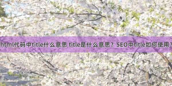 html代码中title什么意思 title是什么意思？SEO中title如何使用？