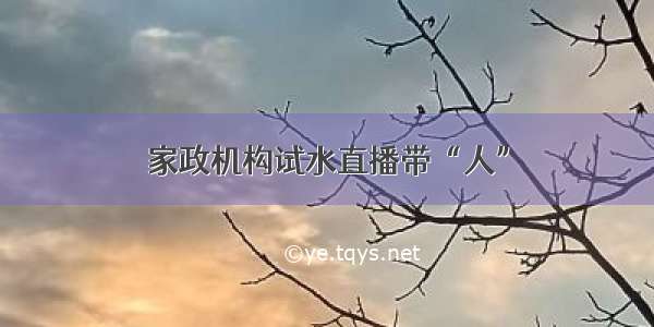 家政机构试水直播带“人”