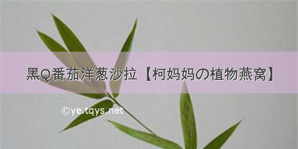 黑Q番茄洋葱沙拉【柯妈妈の植物燕窝】