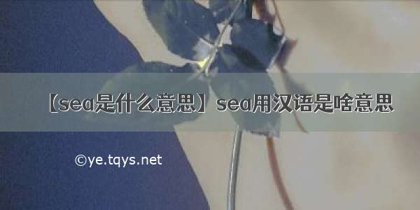 【sea是什么意思】sea用汉语是啥意思