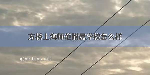 方桥上海师范附属学校怎么样