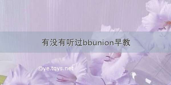 有没有听过bbunion早教