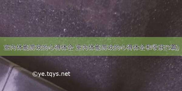 室内体能游戏的心得体会 室内体能游戏的心得体会和收获(3篇)