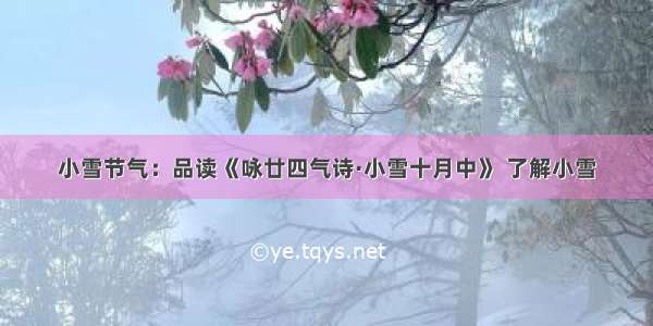 小雪节气：品读《咏廿四气诗·小雪十月中》 了解小雪