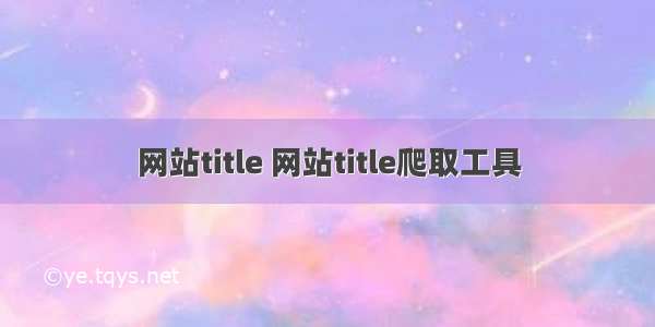 网站title 网站title爬取工具