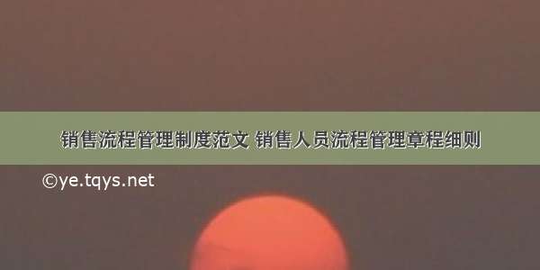 销售流程管理制度范文 销售人员流程管理章程细则