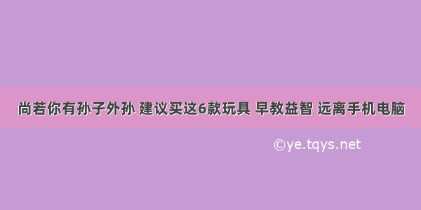 尚若你有孙子外孙 建议买这6款玩具 早教益智 远离手机电脑