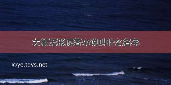 大象无形原著小说叫什么名字