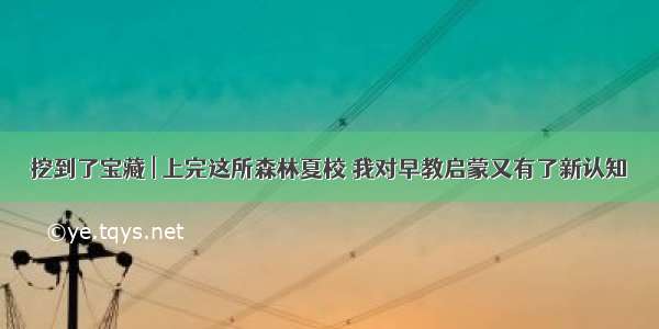 挖到了宝藏 | 上完这所森林夏校 我对早教启蒙又有了新认知