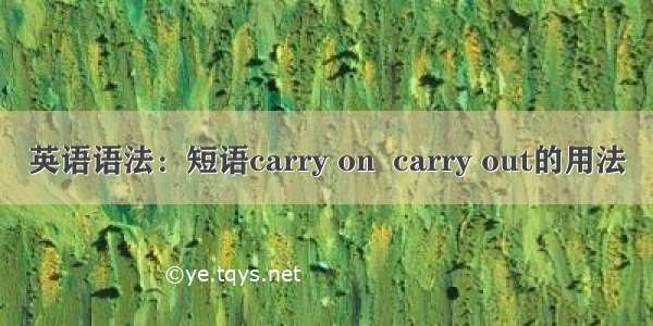 英语语法：短语carry on  carry out的用法​