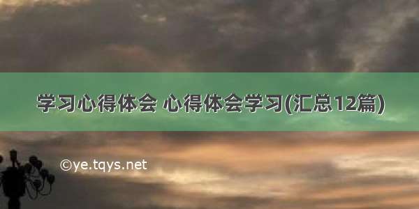 学习心得体会 心得体会学习(汇总12篇)