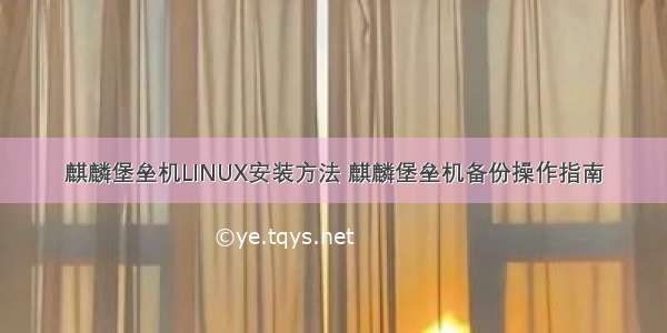 麒麟堡垒机LINUX安装方法 麒麟堡垒机备份操作指南