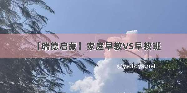 【瑞德启蒙】家庭早教VS早教班