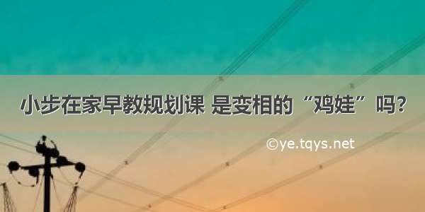 小步在家早教规划课 是变相的“鸡娃”吗？