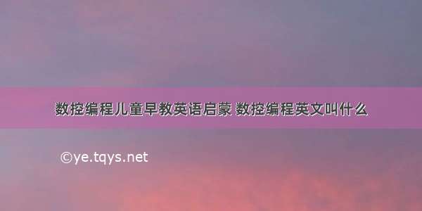 数控编程儿童早教英语启蒙 数控编程英文叫什么