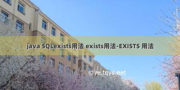 java SQLexists用法 exists用法-EXISTS 用法