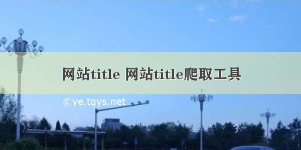 网站title 网站title爬取工具