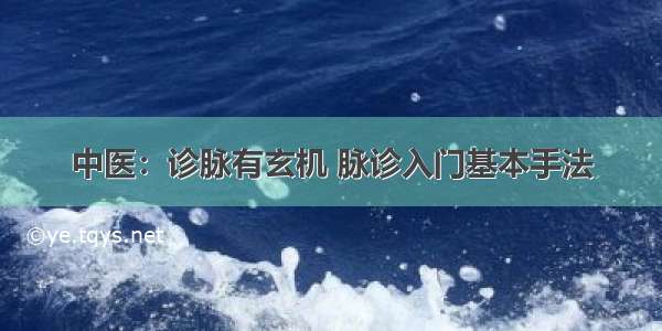 中医：诊脉有玄机 脉诊入门基本手法