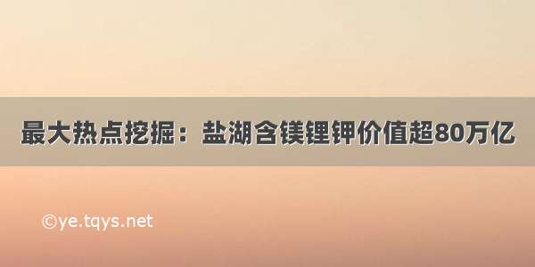 最大热点挖掘：盐湖含镁锂钾价值超80万亿