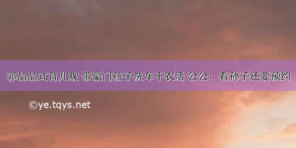 郭晶晶式育儿观 带豪门孩子洗车干农活 公公：看孙子还要预约