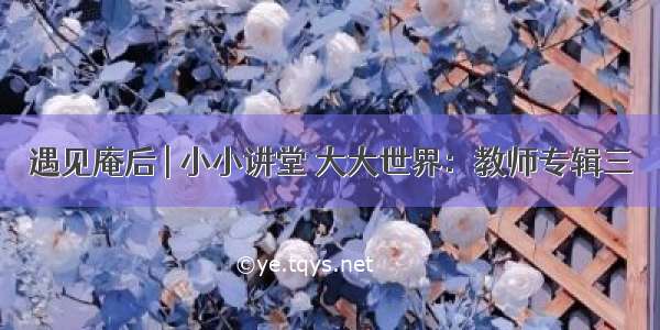 遇见庵后 | 小小讲堂 大大世界：教师专辑三