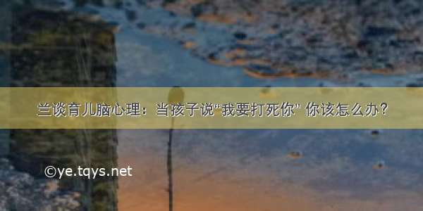 兰谈育儿脑心理：当孩子说“我要打死你” 你该怎么办？