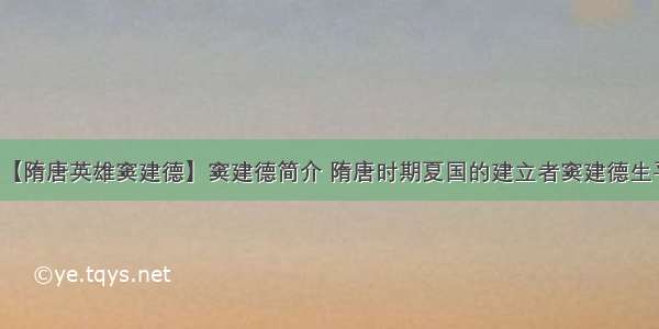 【隋唐英雄窦建德】窦建德简介 隋唐时期夏国的建立者窦建德生平