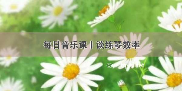 每日音乐课丨谈练琴效率