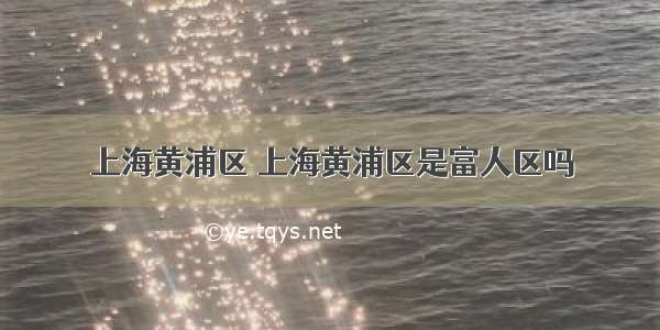 上海黄浦区 上海黄浦区是富人区吗