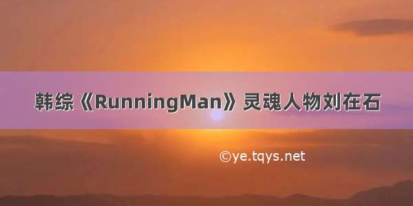 韩综《RunningMan》灵魂人物刘在石