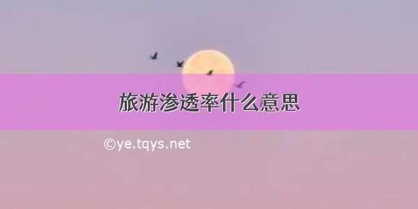 旅游渗透率什么意思