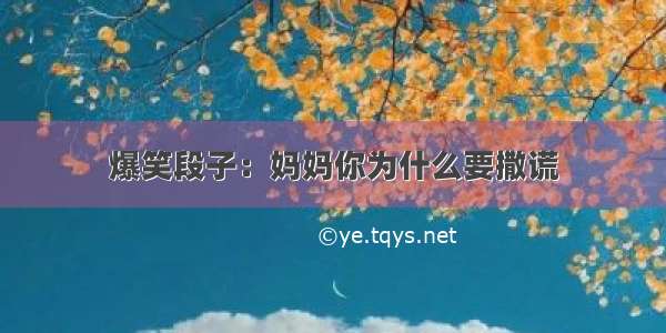 爆笑段子：妈妈你为什么要撒谎