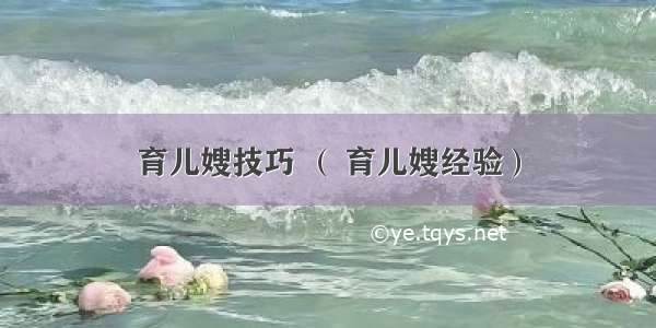 育儿嫂技巧 （ 育儿嫂经验）