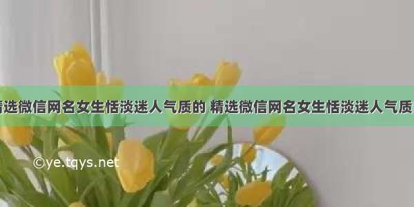 精选微信网名女生恬淡迷人气质的 精选微信网名女生恬淡迷人气质的