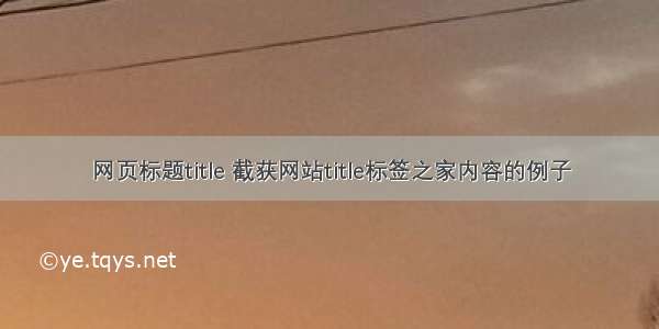 网页标题title 截获网站title标签之家内容的例子