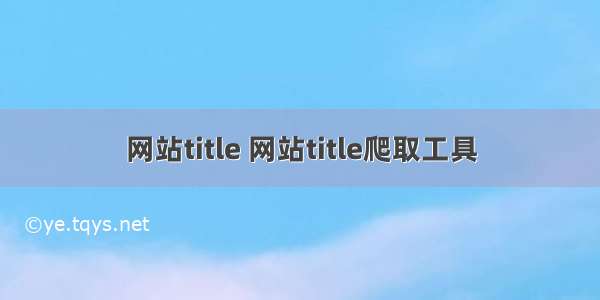 网站title 网站title爬取工具