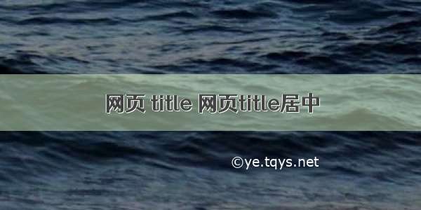 网页 title 网页title居中