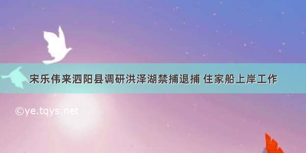 宋乐伟来泗阳县调研洪泽湖禁捕退捕 住家船上岸工作