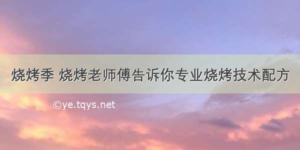 烧烤季 烧烤老师傅告诉你专业烧烤技术配方