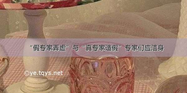 “假专家弄虚”与“真专家造假”专家们应洁身