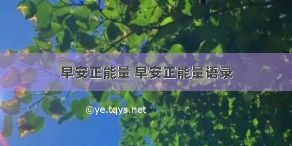 早安正能量 早安正能量语录