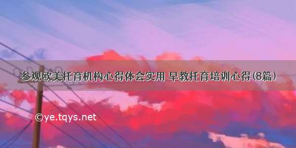 参观欧美托育机构心得体会实用 早教托育培训心得(8篇)