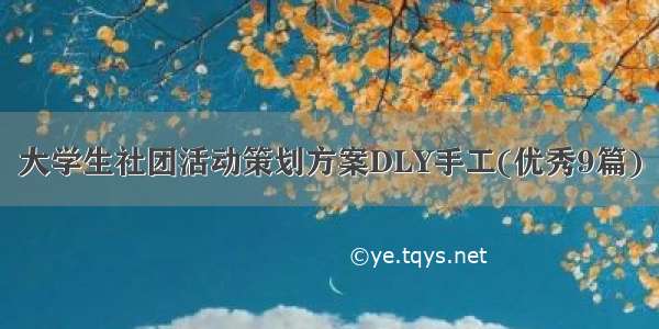 大学生社团活动策划方案DLY手工(优秀9篇)