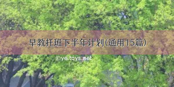 早教托班下半年计划(通用15篇)