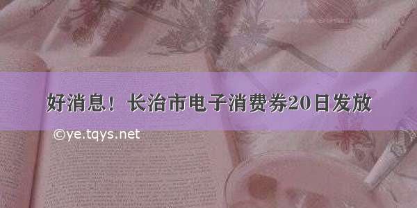 好消息！长治市电子消费券20日发放