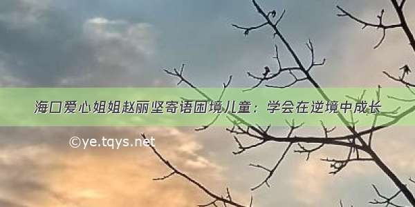 海口爱心姐姐赵丽坚寄语困境儿童：学会在逆境中成长