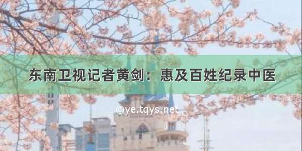 东南卫视记者黄剑：惠及百姓纪录中医
