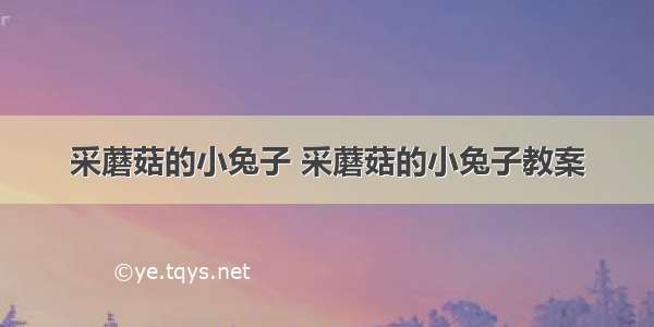 采蘑菇的小兔子 采蘑菇的小兔子教案