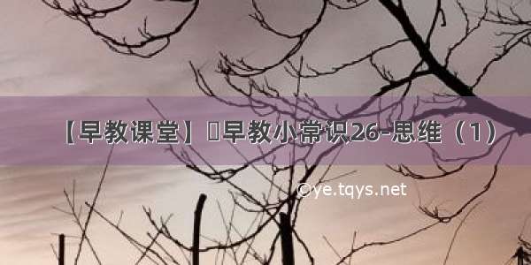 【早教课堂】​早教小常识26-思维（1）