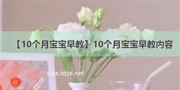 【10个月宝宝早教】10个月宝宝早教内容